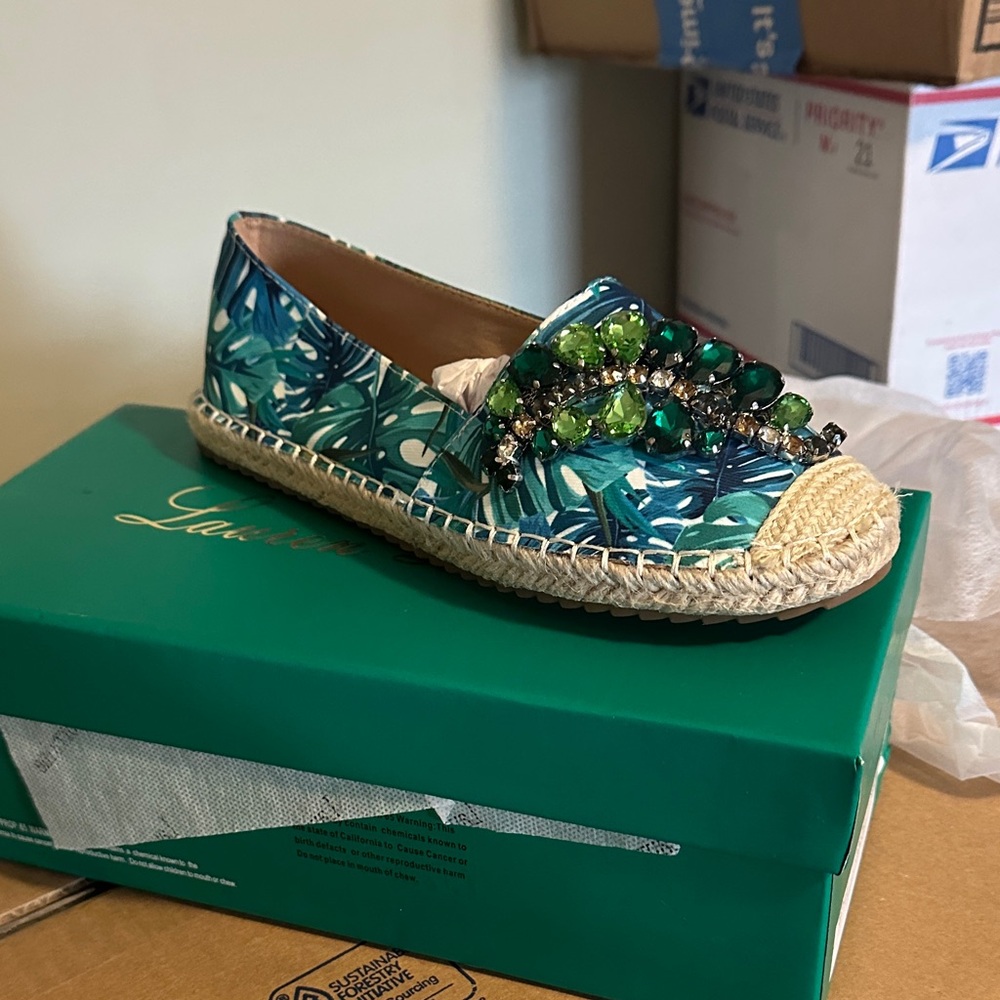 Lauren Lorraine Green Espadrille Flats